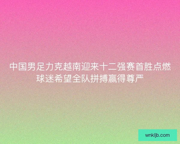 中国男足力克越南迎来十二强赛首胜点燃球迷希望全队拼搏赢得尊严
