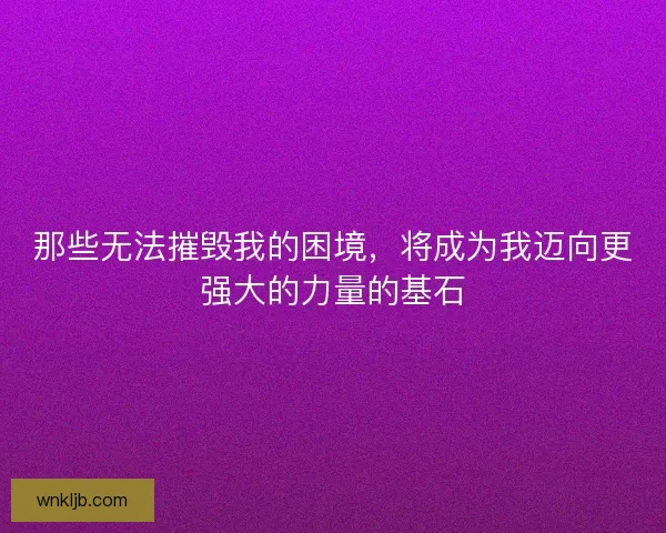 那些无法摧毁我的困境,将成为我迈向更强大的力量的基石 那些无法摧毁我的困境,将成为我迈向更强大的力量的基石