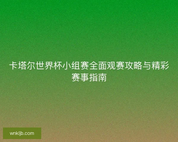 卡塔尔世界杯小组赛全面观赛攻略与精彩赛事指南